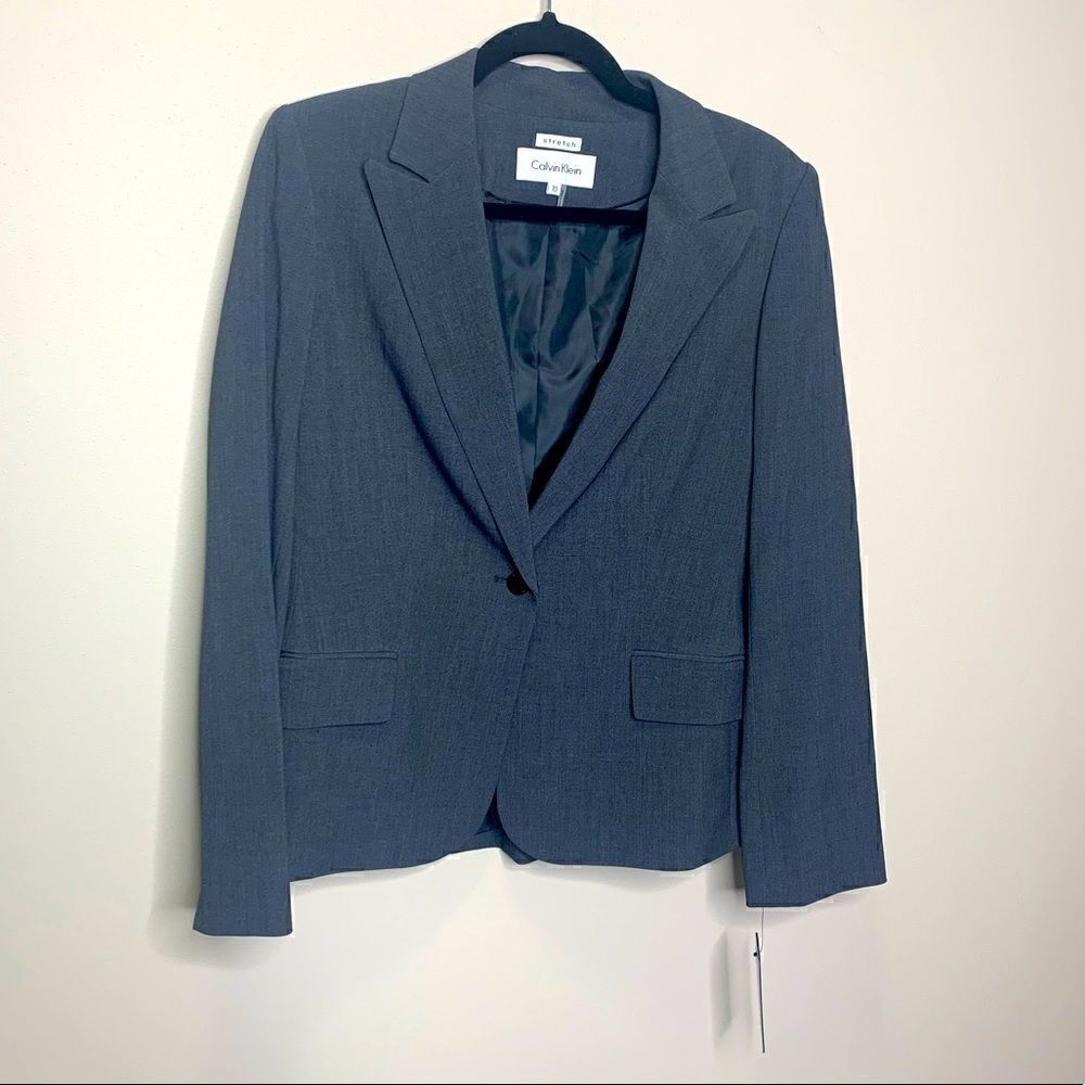 Calvin Klein charcoal gray blazer size 10 NWT
